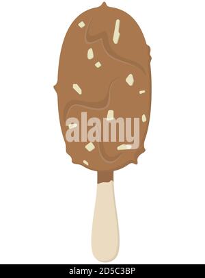 Eis in Schokoladenglasur. Sommer Dessert im Cartoon-Stil. Stock Vektor