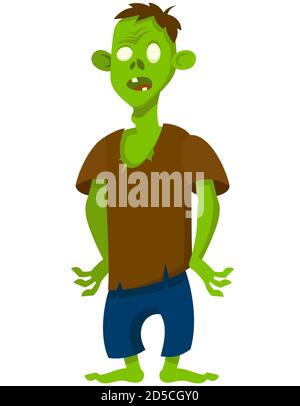 Stehende Zombie im Cartoon-Stil. Gruselige Halloween-Figur. Stock Vektor