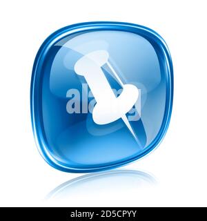 Daumennack Symbol blaues Glas, isoliert auf weißem Hintergrund. Stockfoto