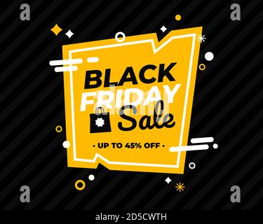 Black friday Verkauf Hintergrundkonzept in flachem Design. 45 % RABATT auf bearbeitbares Design Stock Vektor