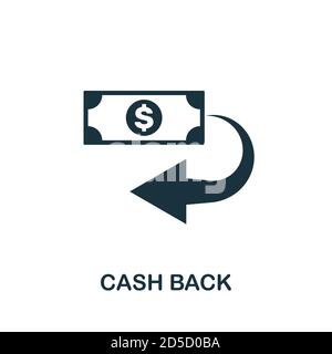 Symbol „Cash Back“. Einfaches Element aus Treueprogramm Sammlung. Gefülltes Cash Back-Symbol für Vorlagen, Infografiken und mehr Stock Vektor