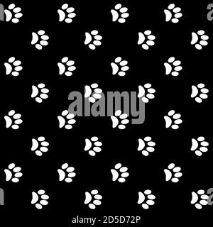 Nahtlose Muster Spur von Katze Hund Vektor einfache Fußabdrücke, Fußabdruck, Design auf schwarzem Hintergrund. Hintergrund- und Hintergrundbild-Vektordruck Stock Vektor