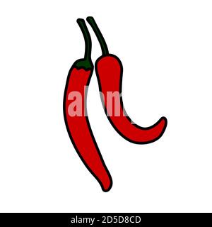 Vektor rote Chilischote Illustration. Vektor-Pfeffer-Logo isoliert auf weißem Hintergrund Stock Vektor