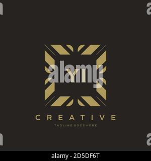 YI Anfangsbuchstabe Luxus Ornament Monogramm Logo Schablone Vektor Stock Vektor