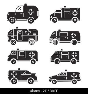 Set Ambulance Auto Symbol Silhouette.Flat Vektor Illustration.Emergency medizinischen Service.Emergency Care. Stock Vektor