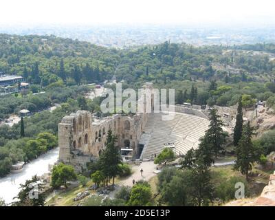 Theater des Herodes Atticus von oben gesehen Stockfoto