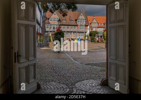 Das Rathaus von Wolfenbüttel liegt in der Nähe des Stadtmarktes und ist ein berühmter Ort für einen Besuch. Stockfoto