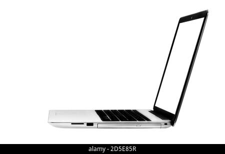 Laptop auf weißem Hintergrund mit Beschneidungspfad isoliert Stockfoto