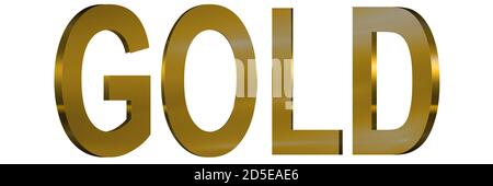 3D GOLD Text Gold isoliert auf weiß Stockfoto