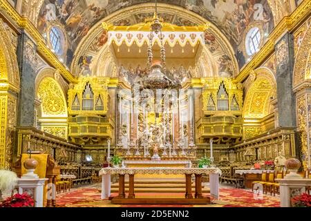 Hauptaltar der St. John's Co-Kathedrale in Valletta Malta Stockfoto