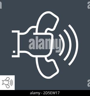 Hand mit Telefon Thin Line Vektor-Symbol. Stock Vektor