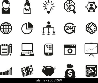 Unternehmen Symbole Black & White Set groß Stock Vektor