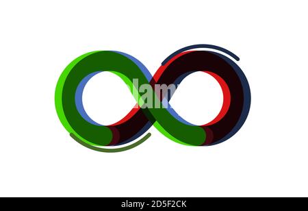 Infinity-Farbsymbol, geometrisches Zeichenelement, Vektordarstellung Stock Vektor