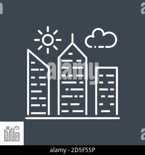 Stadt Gebäude dünne Linie Vektor Icon Stock Vektor