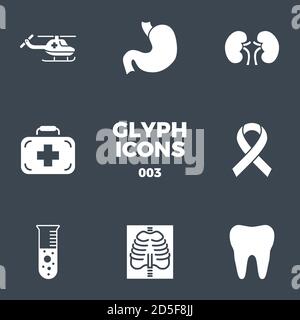Medizinische Glyphe Symbole gesetzt Stock Vektor