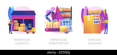 Fertigungsmanagement und moderne Technologie Umsetzung abstraktes Konzept Vektor Illustrationen. Stock Vektor