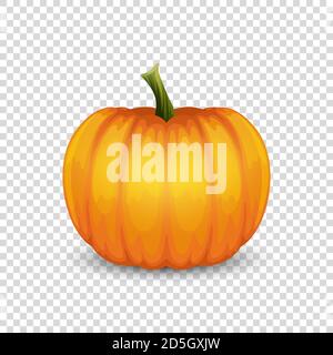 Vektor Hochglanz Cartoon Halloween Pumpkin-Symbol Nahaufnahme isoliert auf transparentem Hintergrund. Vorderansicht. Designvorlage. Herbstferien, Halloween Stock Vektor