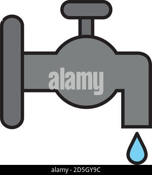 Wasser Wasserhahn Linie und füllen Stil Symbol Vektor-Design Stock Vektor