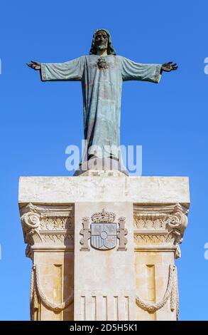 Statue von Jesus Christus auf dem Gipfel des Monte Toro - Menorca, Spanien Stockfoto