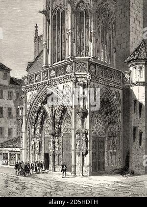 Atrium in der Liebfrauenkirche, Nürnberg, Bayern. Deutschland. Alte XIX Jahrhundert gravierte Zeichnung von Reise nach Nürnberg Le Tour du Monde 1864 Stockfoto