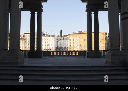 Außenansicht der Uffizien in Florenz, Toskana, Italien. Stockfoto