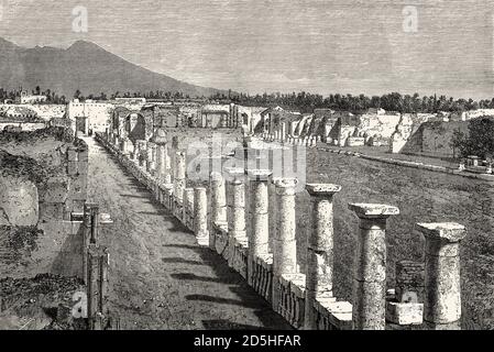Venustempel, Pompeji, Italien, Europa. Altes XIX Jahrhundert graviert von Pompeji und Pompeji von Marco Monnier, Le Tour du Monde 1864 Stockfoto