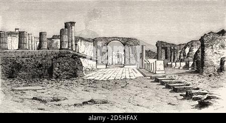 Pompeji Forum, Italien, Europa. Altes XIX Jahrhundert graviert von Pompeji und Pompeji von Marco Monnier, Le Tour du Monde 1864 Stockfoto