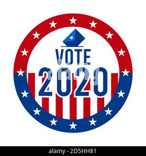 2020 Präsidentenwahl Stimmabzeichen - Vereinigte Staaten von Amerika. USA Patriotisches Symbol - amerikanische Flagge. Demokratische / Republikanische Stütznadel, Emblem Stock Vektor