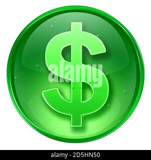 Dollarsymbol grün, isoliert auf weißem Hintergrund. Stockfoto