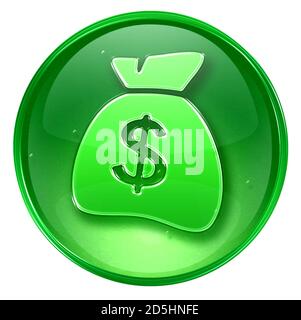 Dollarsymbol grün, isoliert auf weißem Hintergrund. Stockfoto