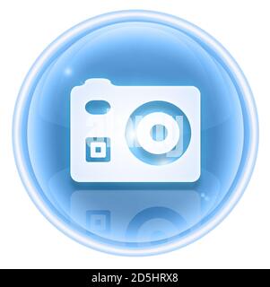 Kamerasymbol ICE, isoliert auf weißem Hintergrund Stockfoto