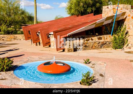 Taliesin West, Frank Lloyd Wrights Büro Außenansicht Stockfoto