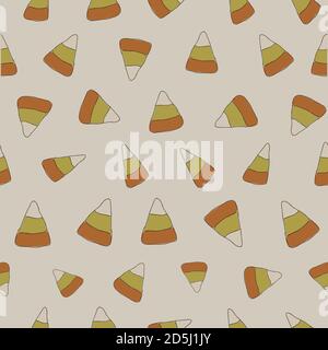 Halloween Candy Mais auf hellen Hintergrund Muster nahtlose Vektor-Oberfläche Musterdesign Stock Vektor
