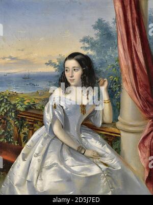 Neff Timoleon Carl von - Porträt einer Dame in der Warteschleife Alexandra Feodorovna - Russische Schule - 19. Jahrhundert Stockfoto