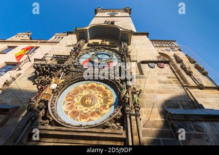 Praha: Astronomische Uhr im Alten Rathaus in Stare Mesto, Altstadt, Praha, Prag, Prag, Tschechien Stockfoto