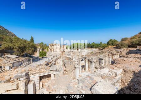 Celsius Bibliothek in der antiken Stadt Ephesus (Efes). Die meist besuchte antike Stadt in der Türkei. Selcuk, Izmir, Türkei. Stockfoto