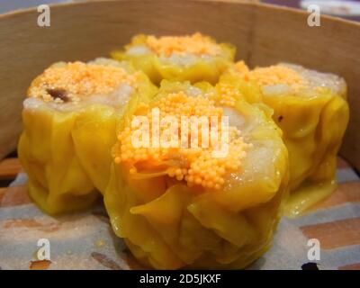 Nahaufnahme von Siu Mai in Taipei, Taiwan Stockfoto