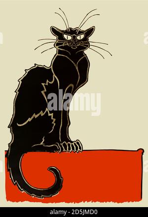 Clipart der Black Cat Cabare (Le Chat Noir). Nach einer Zeichnung von Theophile Alexandre Steinlen. 1895 Stockfoto