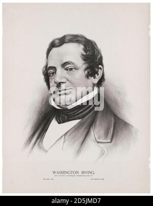 Porträt von Washington Irving. Washington Irving (1783 – 1859) war ein amerikanischer Kurzgeschichtenautor, Essayist, Biograph, Historiker und Diplomat von Th Stockfoto