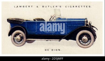 Illustration von Retro-Auto de Dion. Lambert und Butlers Zigaretten. 1920er Jahre Stockfoto