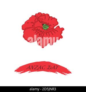 Vector Illustration eines hellen poppy flower. Tag der Erinnerung Symbol. Damit wir es nicht vergessen Schriftzug. Stock Vektor