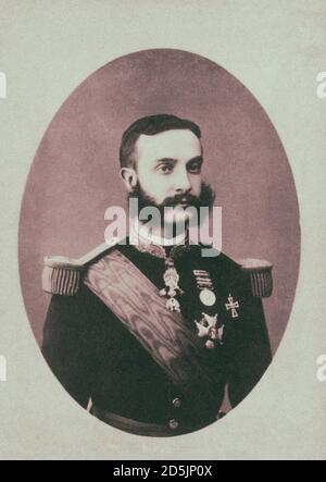 Alfonso XII (1857 – 1885), auch bekannt als El Pacificador oder der Friedensstifter, war König von Spanien, regierte von 1874 bis 1885. Nach einer Revolution, die depo Stockfoto