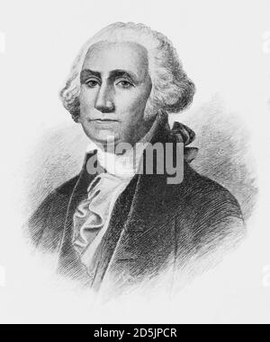 Porträt von Präsident George Washington. George Washington (1732 – 1799) war ein amerikanischer politischer Führer, Militärgeneral, Staatsmann und Gründer f Stockfoto