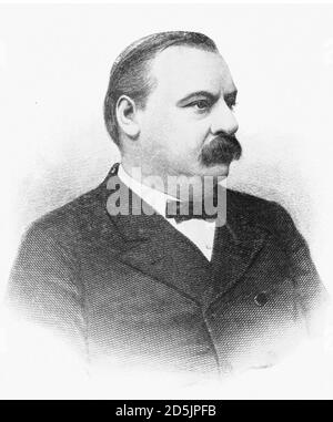 Porträt von Präsident Grover Cleveland . Stephen Grover Cleveland (1837 – 1908) war ein amerikanischer Politiker und Rechtsanwalt, der 22. Und 24. presid war Stockfoto