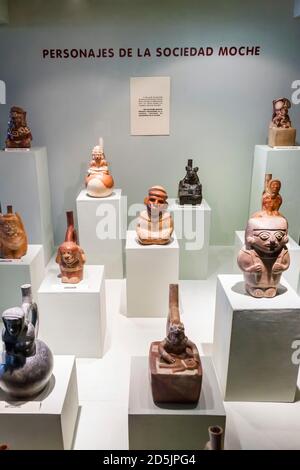 Portrait Head Bottles, die Sammlung Moche Galerie, "National Museum of Archaeology, Anthropology and History of Peru", Lima, Peru, Südamerika Stockfoto