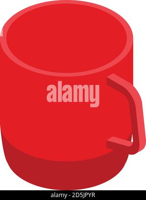 Rote Plastikbecher Ikone, isometrischer Stil Stock Vektor