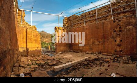 Mauer des Großen Mondtempels von 700 v. Chr. in Yeha, Tigray-Region. Die älteste stehende Struktur in Äthiopien und es diente als Hauptstadt der Stockfoto