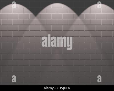 Leere Textur Hintergrund von dunklen Ziegelwand und Licht. 3d-Rendering Stockfoto