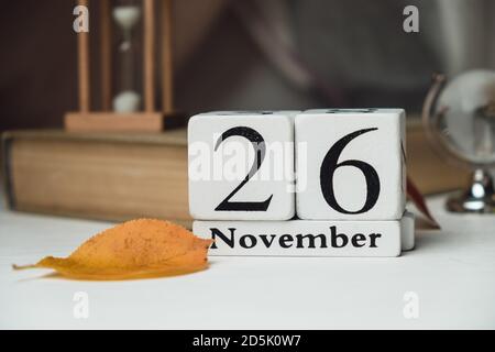 Sechsundzwanzigsten Tag des Herbstmonats Kalender November. Stockfoto