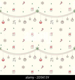 Weihnachten dekorative Symbol zufällig nahtlose Muster auf hellem cremebeige Hintergrund für digitale Sammelalbum, Geschenkpapier etc. Stock Vektor
